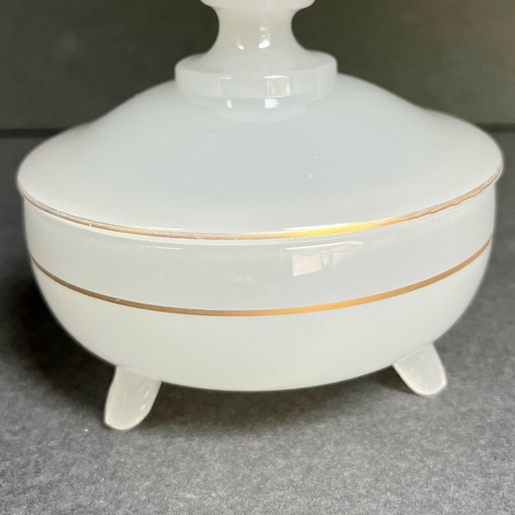 VTG Clambroth Beaumont 20s 30s Candy Dish 3 Footed Art Deco Lid Gold Scarce - Picture 8 of 8